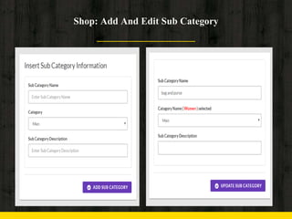 Shop: Add And Edit Sub Category
 