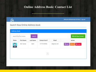 Online Address Book: Contact List
 