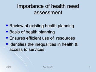 Health Need Assessment