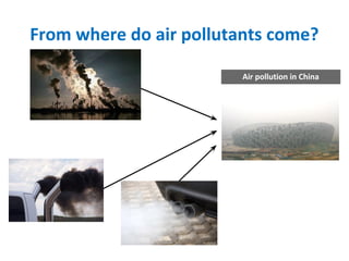 From where do air pollutants come?
Air pollution in China
 
