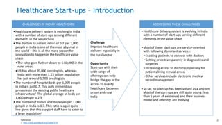 4
Healthcare Start-ups – Introduction
Reference
1: http://wdi.worldbank.org/table/2.15
CHALLENGES IN INDIAN HEALTHCARE
•He...