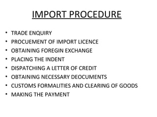 Presentation on Import procedures-- IB | PPT