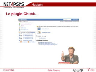 Hudson

  Le plugin Chuck…




17/03/2010             Agile Nantes   12|26
 