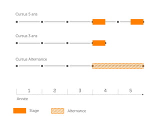 1 2 3 4 5
Année
Cursus 3 ans
Stage
Fin du stage d’année 3 
Diplôme Chef de projet multimédia
 