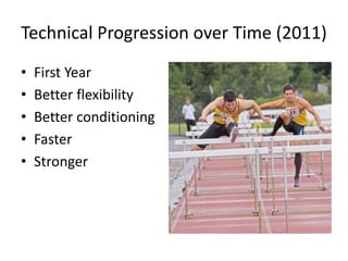 Technical Progression over Time (2011) 
•First Year 
•Better flexibility 
•Better conditioning 
•Faster 
•Stronger  