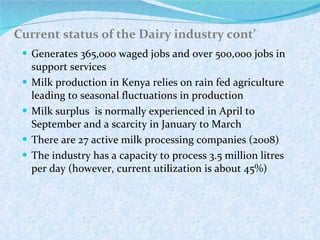 Briefing on the Kenya Dairy Board and the Kenyan dairy industry 