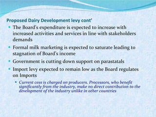 Briefing on the Kenya Dairy Board and the Kenyan dairy industry 