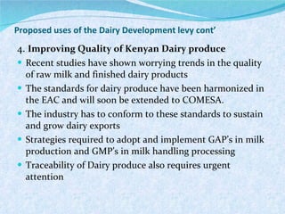 Briefing on the Kenya Dairy Board and the Kenyan dairy industry 