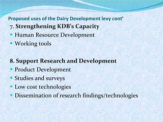 Briefing on the Kenya Dairy Board and the Kenyan dairy industry 