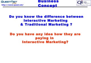 Business Concept  Do you know the difference between Interactive Marketing  & Traditional Marketing ? Do you have any idea how they are paying in  Interactive Marketing? 