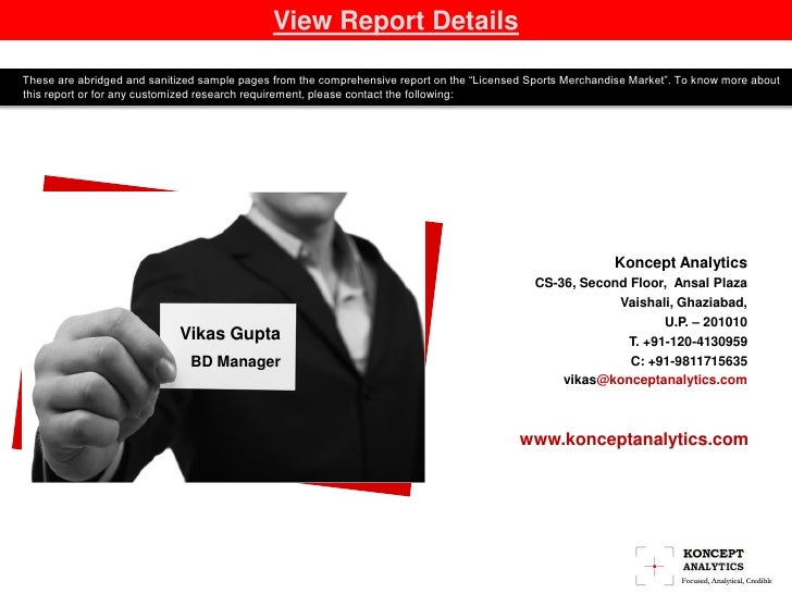 Presentation licensed sports merchandise market sample