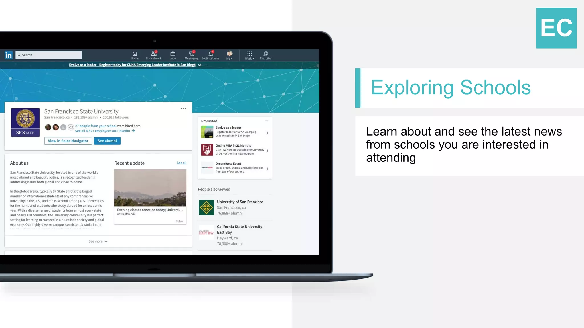 Exploring Schools
Learn about and see the latest news
from schools you are interested in
attending
STEP
04EC
 