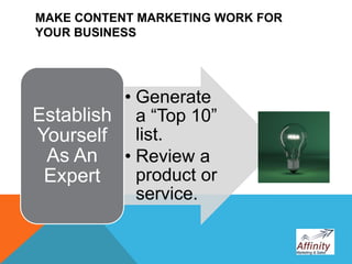 Content Marketing from Affinity Marketing & Sales