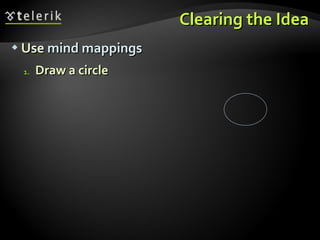Use  mind mappings Draw a circle  Clearing the Idea 
