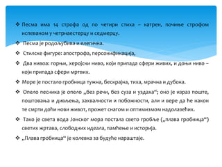 Сценарио за час "Плава гробница" Милутина Бојића | PPT