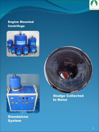 Engine Mounted Centrifuge Sludge Collected In Rotor Standalone System 