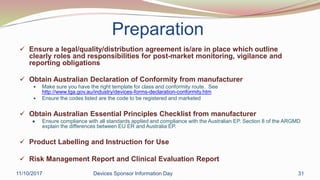 TGA Presentation: Medical Devices - Manufacturer Evidence and ...