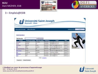 BLEU
Dani MEZHER, ESIB

  3 – Emplois@ESIB
 