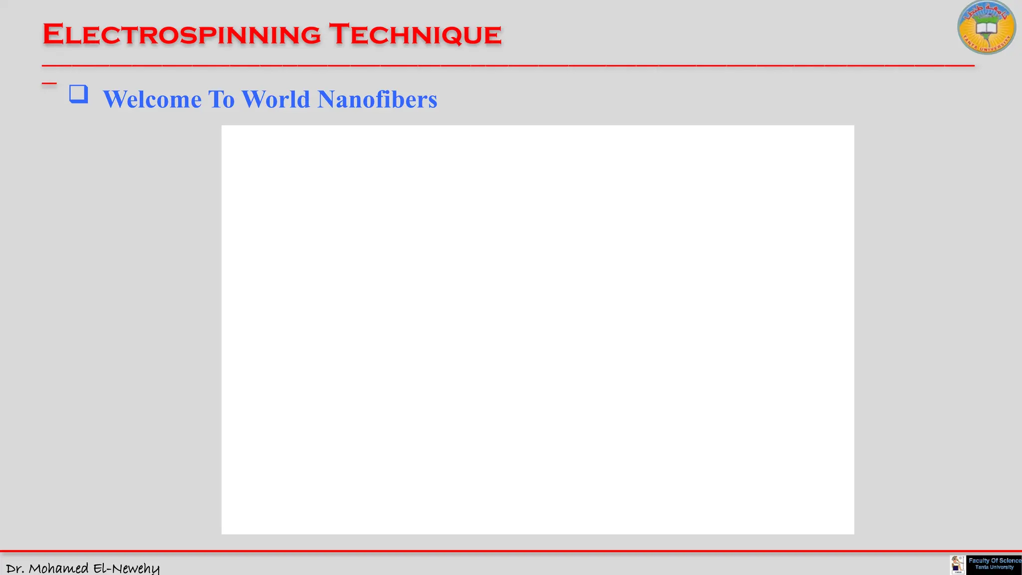 Dr. Mohamed El-Newehy
Electrospinning Technique
____________________________________________________________________________________________________________________________
__
 Welcome To World Nanofibers
 