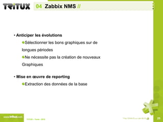 Zabbix intègre :La gestion des pannesLa gestion des performances10TriTUX – Tunis - 2010 