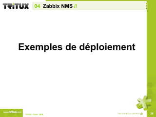 04  Zabbix NMS //http://bit.ly/zabbix-wikipediaLe plus complet des systèmes de supervisions (source: wikipedia)SNMP 