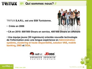 01  Qui sommes nous? //TRITUXS.A.R.L.est une SSII Tunisienne.  Créée en 2006