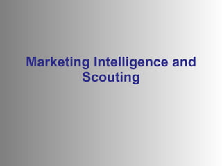 Marketing Intelligence and Scouting 