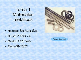 Tema 1 Materiales metálicos ,[object Object],[object Object],[object Object],[object Object]