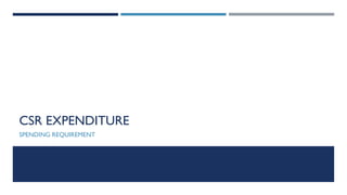 CSR EXPENDITURE
SPENDING REQUIREMENT
 