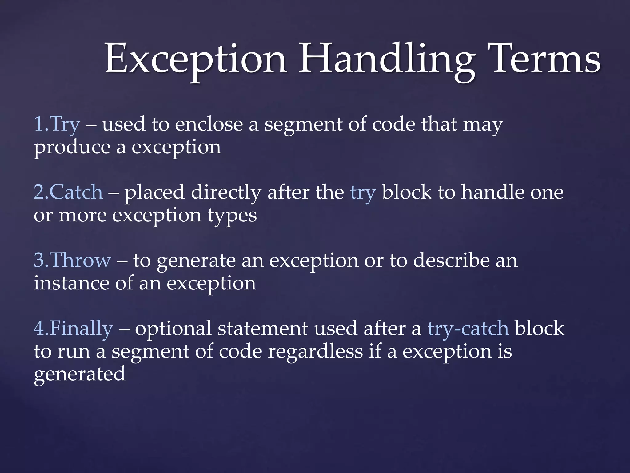 Presentation on-exception-handling | PPTX