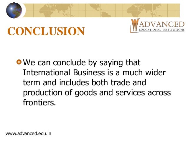 conclusion for international business assignment