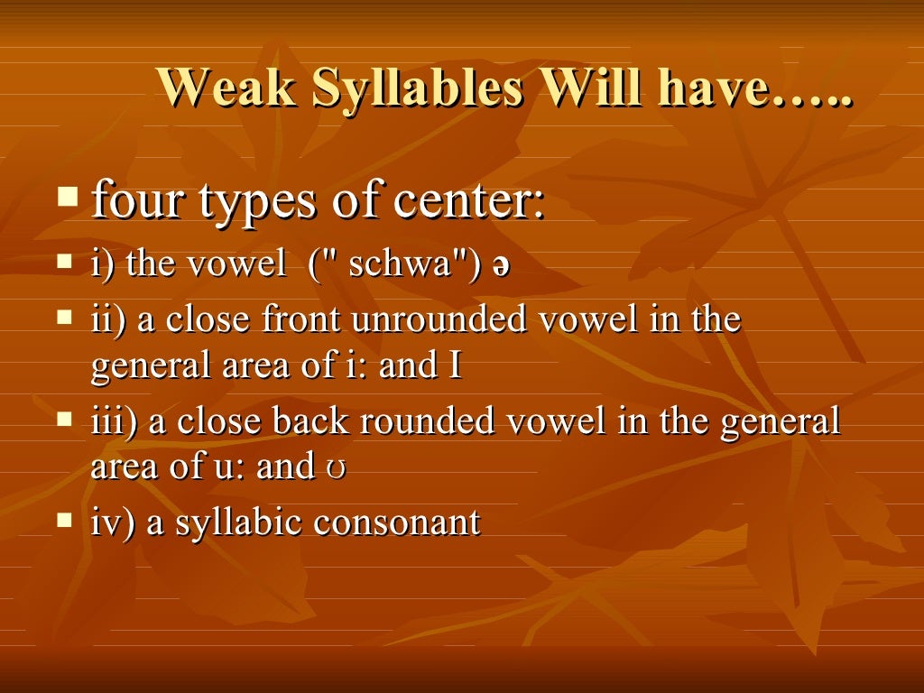 Presentation On Weak Syllables