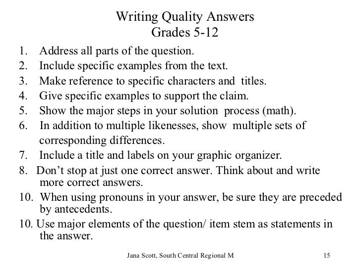 Presentation On Writing Quality Answers