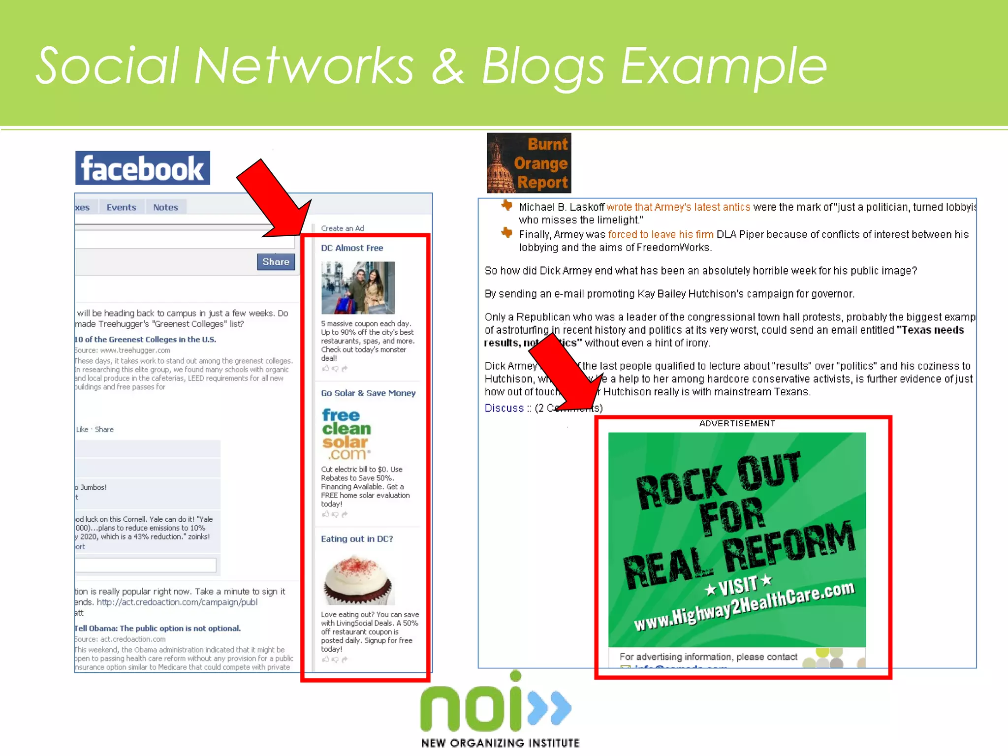 Social Networks & Blogs Example
 