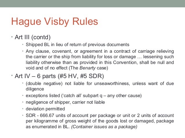Hague Rules And Hague Visby Rules Hague Visby Rules