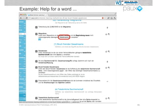 Example: Help for a word ...




© W3C Germany/Austria & PAUX Technologies, APE 2012   40
 