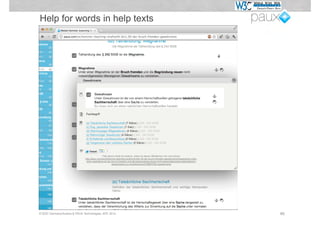 Help for words in help texts




© W3C Germany/Austria & PAUX Technologies, APE 2012   46
 