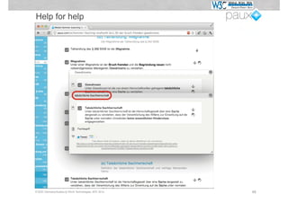 Help for help




© W3C Germany/Austria & PAUX Technologies, APE 2012   48
 