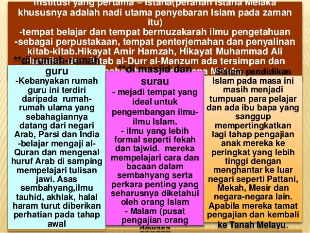 Perkembangan Pendidikan Islam Sebelum Merdeka
