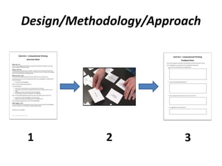 Design/Methodology/Approach
1 2 3
 