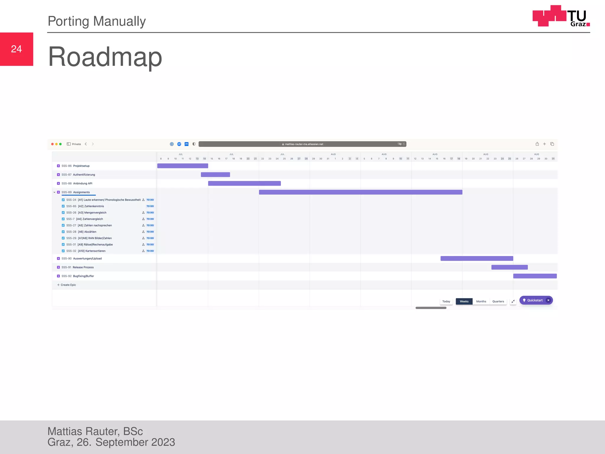 24
Porting Manually
Roadmap
Mattias Rauter, BSc
Graz, 26. September 2023
 