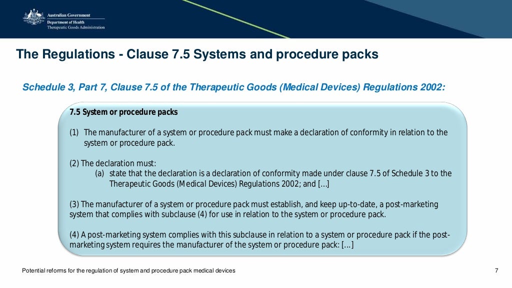 TGA Presentation Potential reforms for the regulation of system and