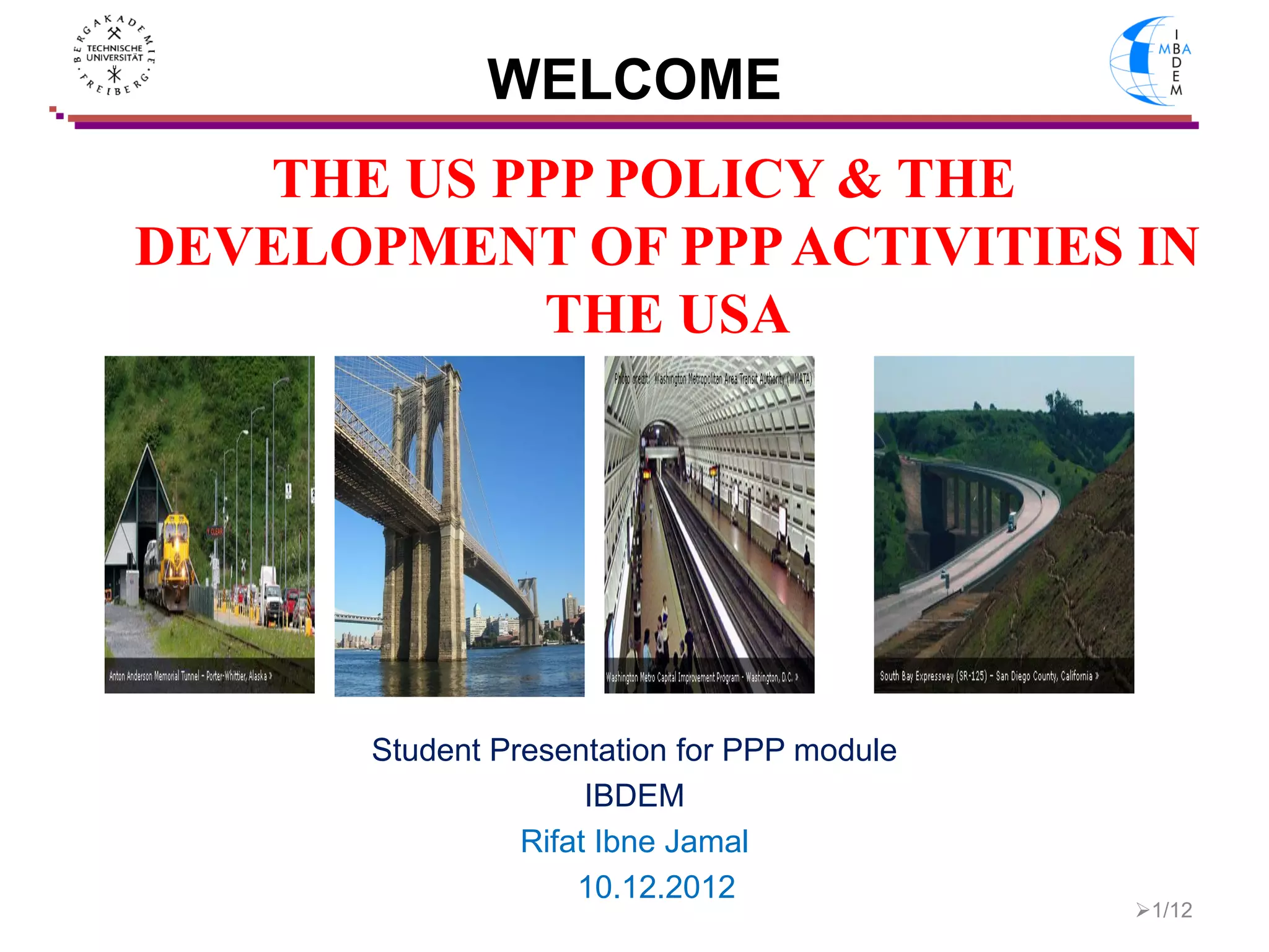 Presentation on US Public-Private Partnership | PPT
