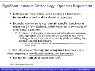 Signiﬁcant Instances Methodology: Openness Requirement
Methodology requirement: when preparing a benchmark,
formulation as...