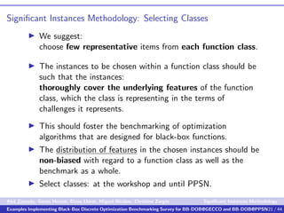 Signiﬁcant Instances Methodology: Selecting Classes
We suggest:
choose few representative items from each function class.
...