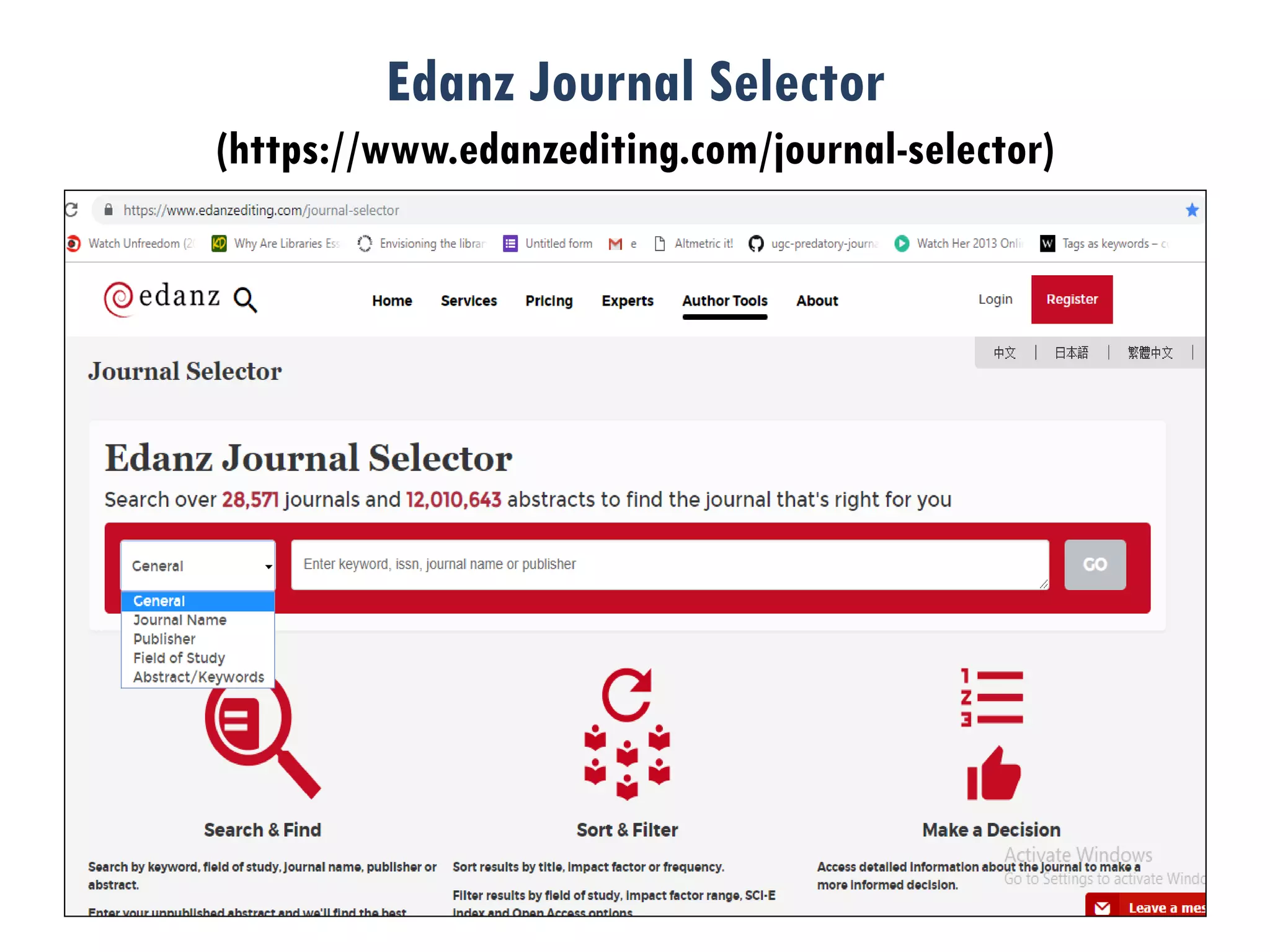 Edanz Journal Selector
(https://www.edanzediting.com/journal-selector)
 