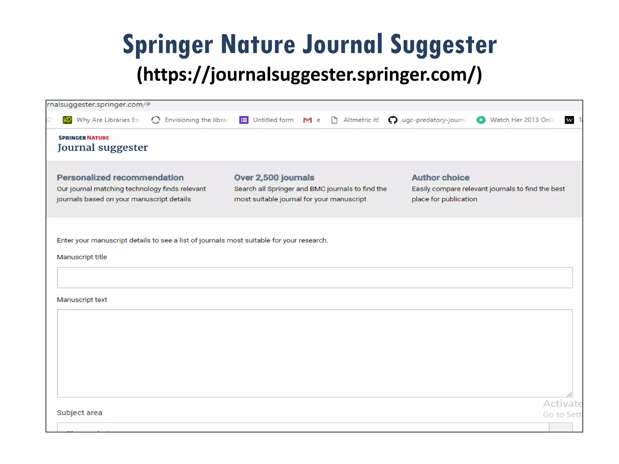 Springer Nature Journal Suggester
(https://journalsuggester.springer.com/)
 