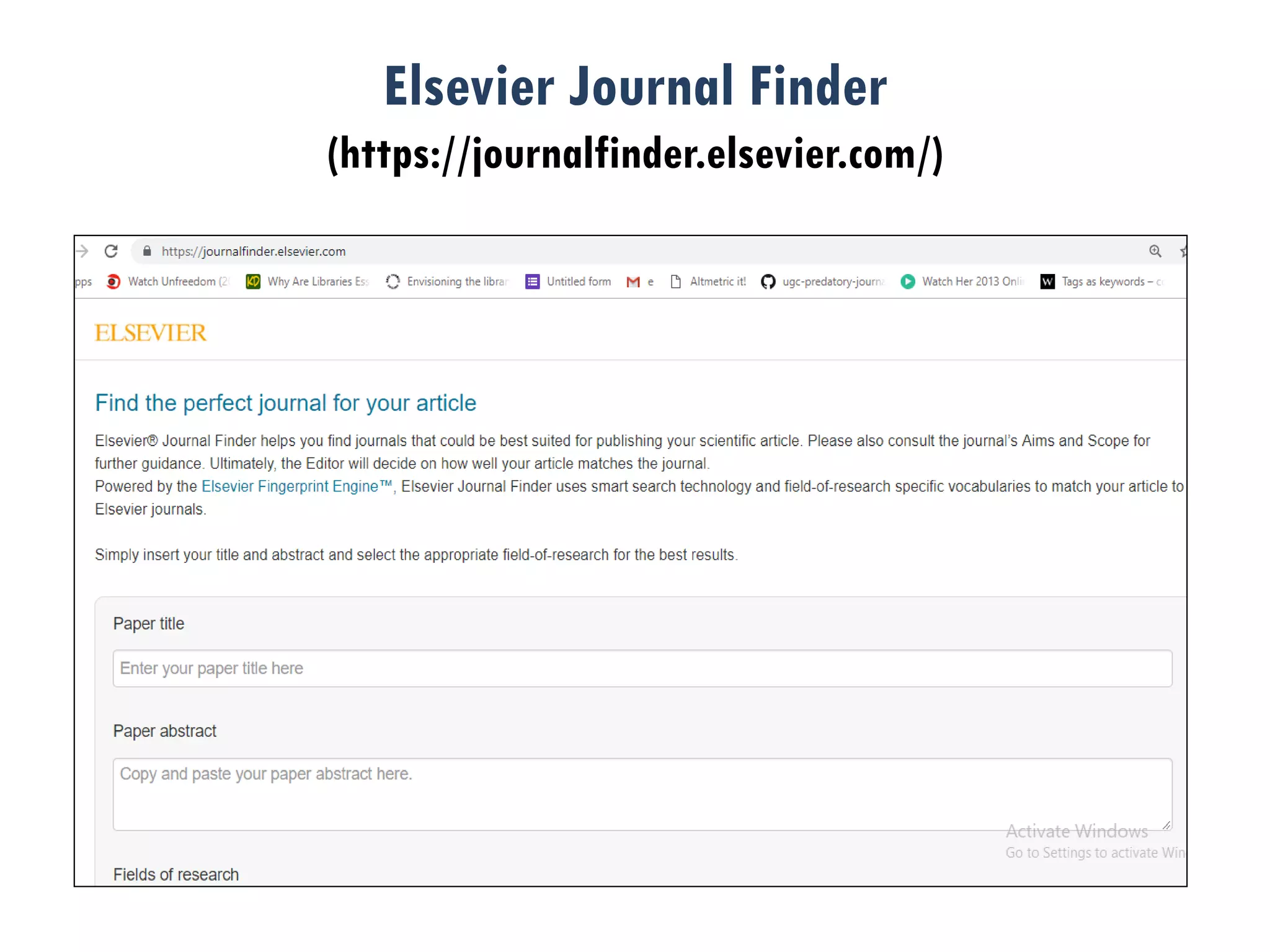 Elsevier Journal Finder
(https://journalfinder.elsevier.com/)
 