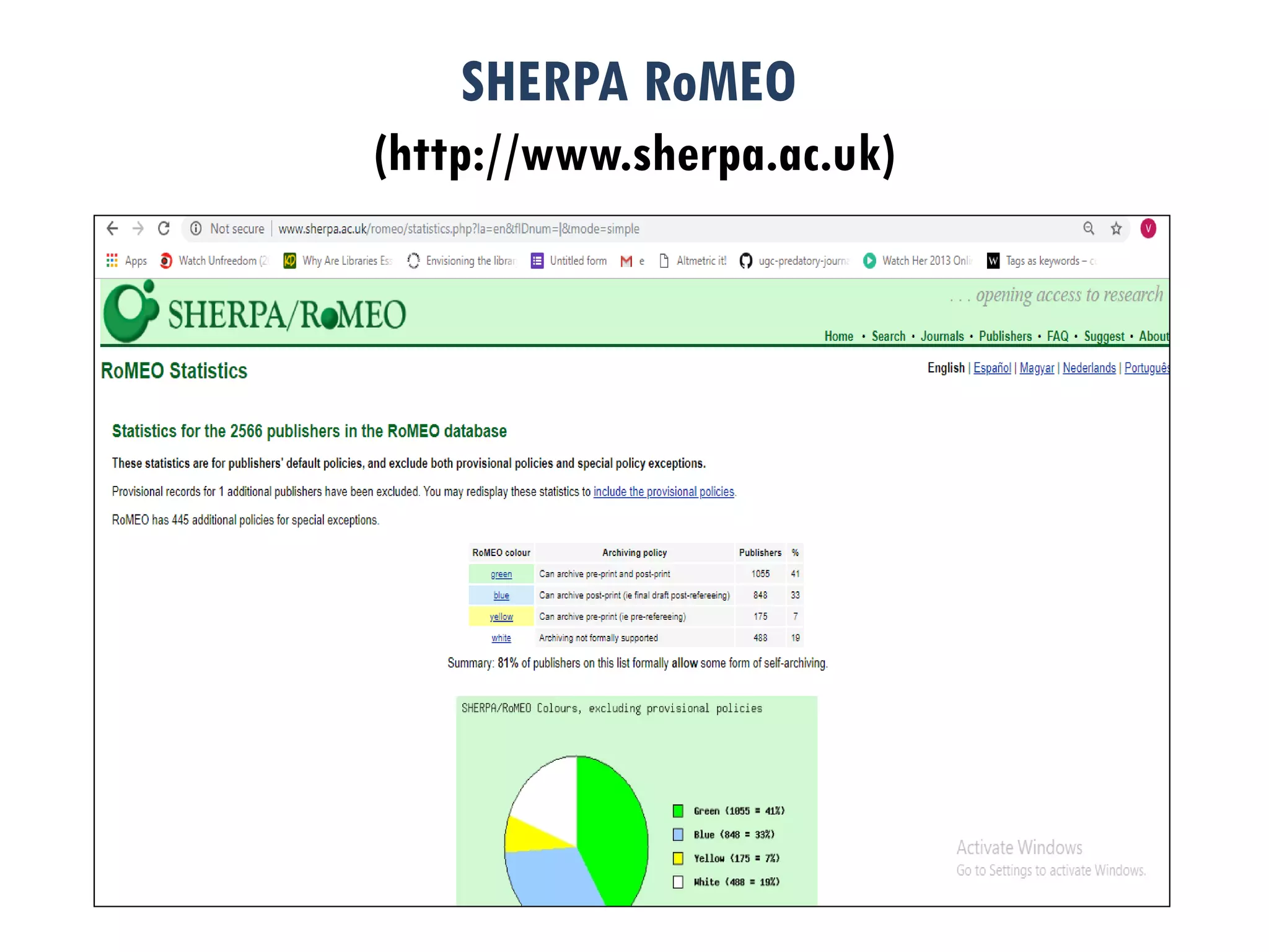 SHERPA RoMEO
(http://www.sherpa.ac.uk)
 