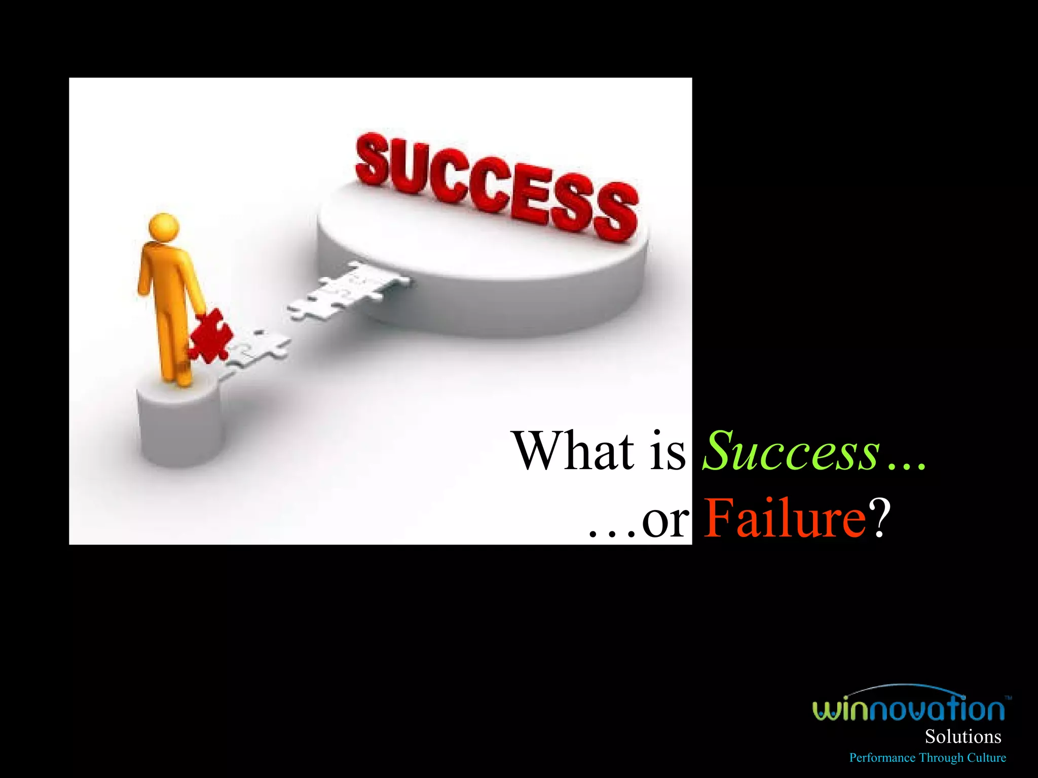 What is  Success… … or  Failure ? Solutions Performance Through Culture 